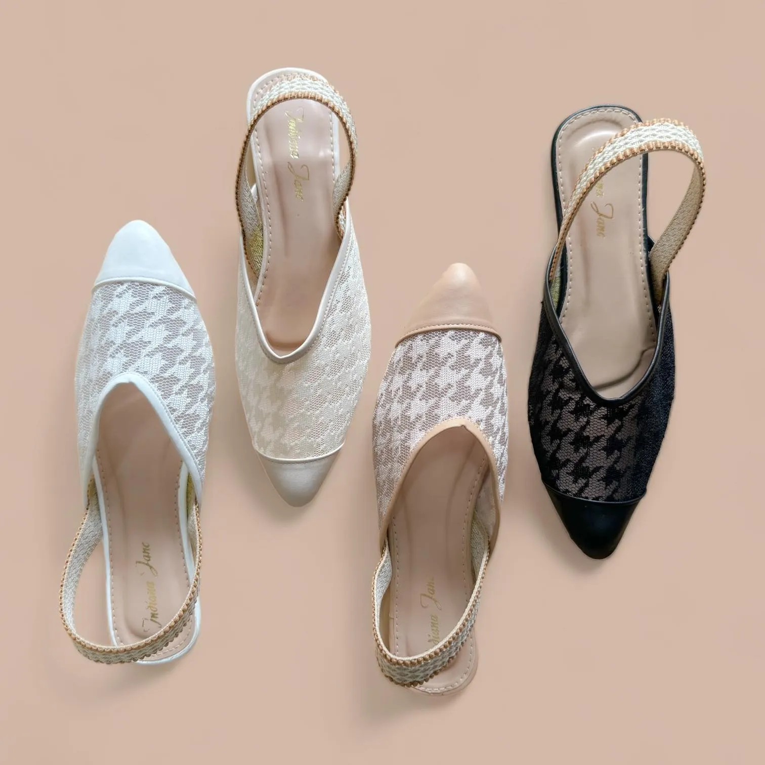 LILY Houndstooth Mesh Mules Strap