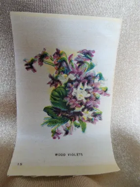 LOVELY Antique Printed Silk Flowers, Violets,Floral Silks, Antique Quilt Silks, Craft Silks,For Fine Sewing Quilting Projects or