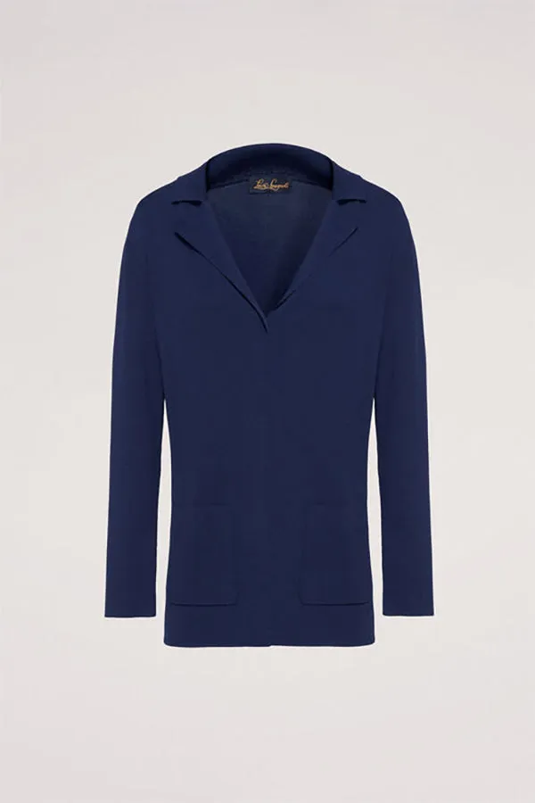 Luisa Spagnoli CASCATA A BLUE LAPEL CARDIGAN