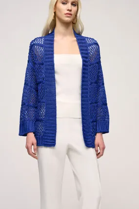 Luisa Spagnoli CERALACCA BLUETTE PERFORATED LINEN CARDIGAN