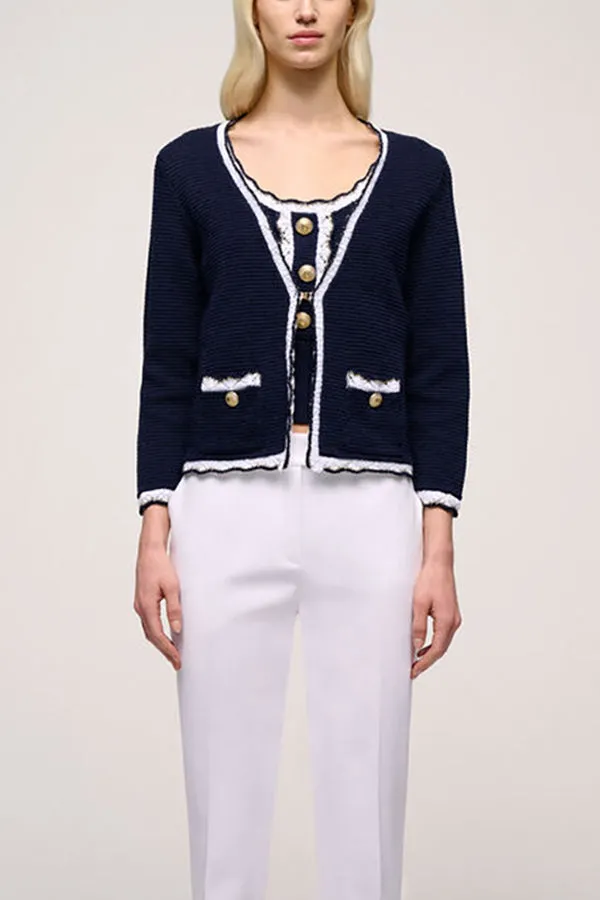 Luisa Spagnoli CHINO BLUE BON-TON CARDIGAN