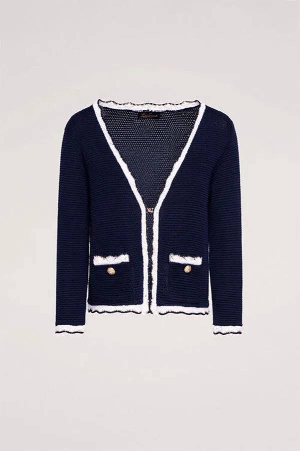 Luisa Spagnoli CHINO BLUE BON-TON CARDIGAN