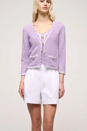 Luisa Spagnoli CHINO PURPLE BON-TON CARDIGAN