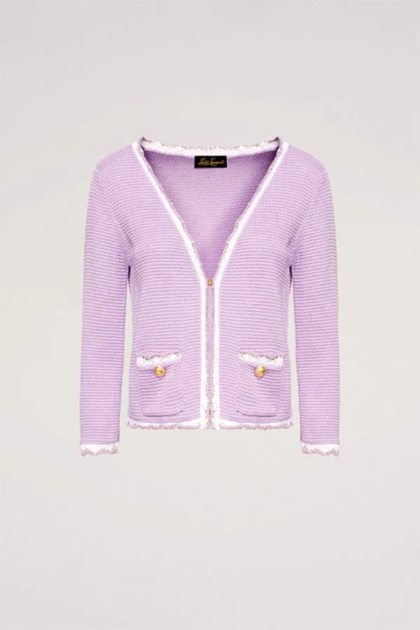 Luisa Spagnoli CHINO PURPLE BON-TON CARDIGAN