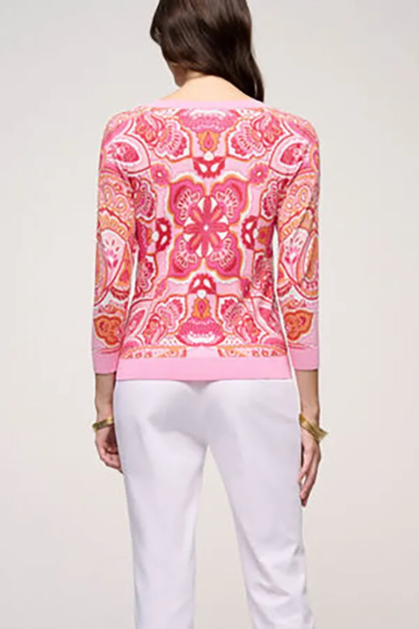 Luisa Spagnoli CROSTONE PINK PAISLEY CARDIGAN