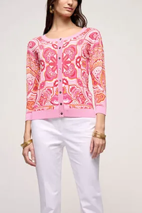 Luisa Spagnoli CROSTONE PINK PAISLEY CARDIGAN