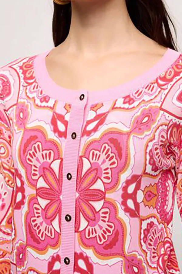 Luisa Spagnoli CROSTONE PINK PAISLEY CARDIGAN