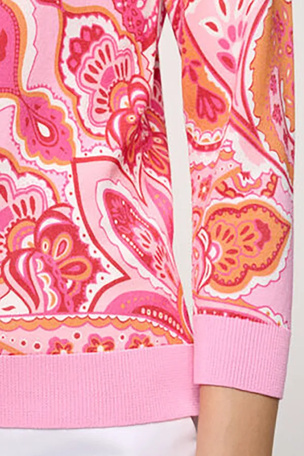 Luisa Spagnoli CROSTONE PINK PAISLEY CARDIGAN