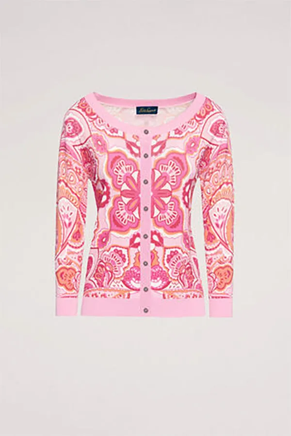 Luisa Spagnoli CROSTONE PINK PAISLEY CARDIGAN