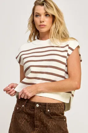 Lyndsie Sleeveless Knit Top (Brown/White)