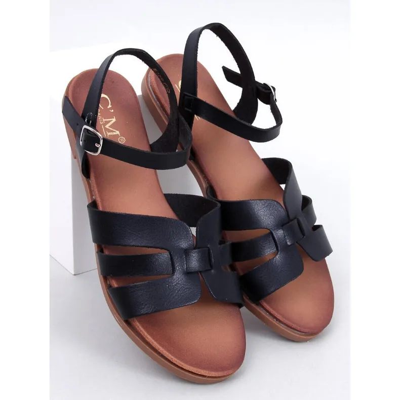 Manzo Black women's flat sandals