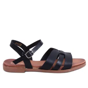 Manzo Black women's flat sandals