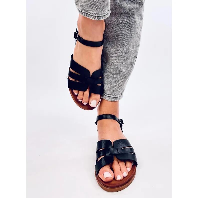 Manzo Black women's flat sandals