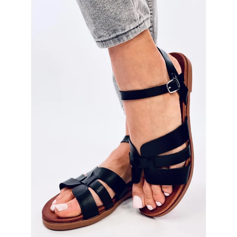 Manzo Black women's flat sandals