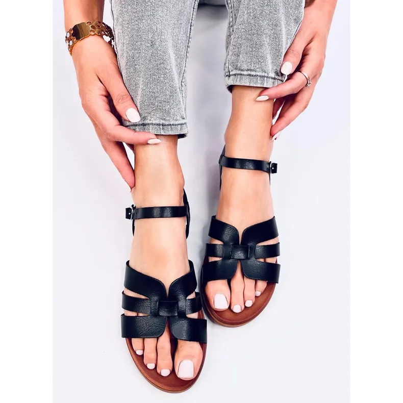 Manzo Black women's flat sandals