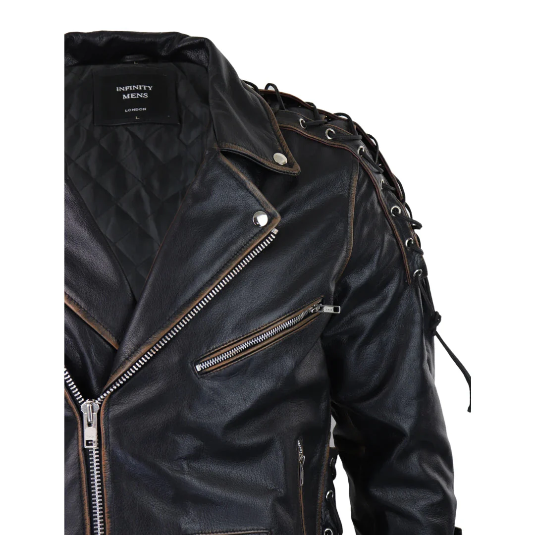 Men's Live To Ride Cow Hide Leather Jacket Original Cross Zip Brando Biker Motorcycle