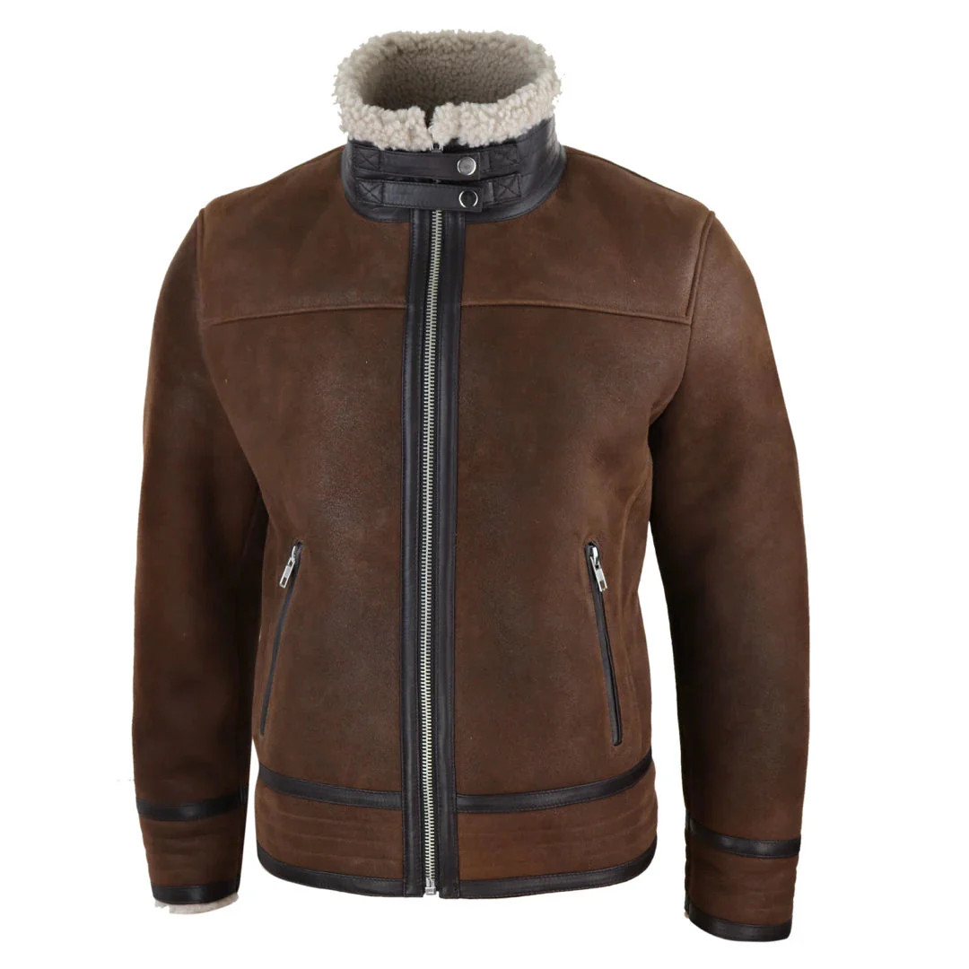 Men's Sherling Sheepskin Zip Pilot Flying Jacket WW2