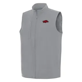 Men's Antigua Gray Arkansas Razorbacks Regard Full-Zip Vest