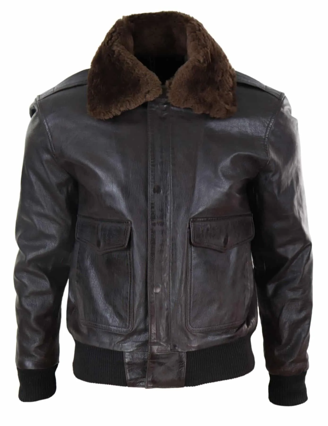 Mens Brown Leather Bomber Jacket