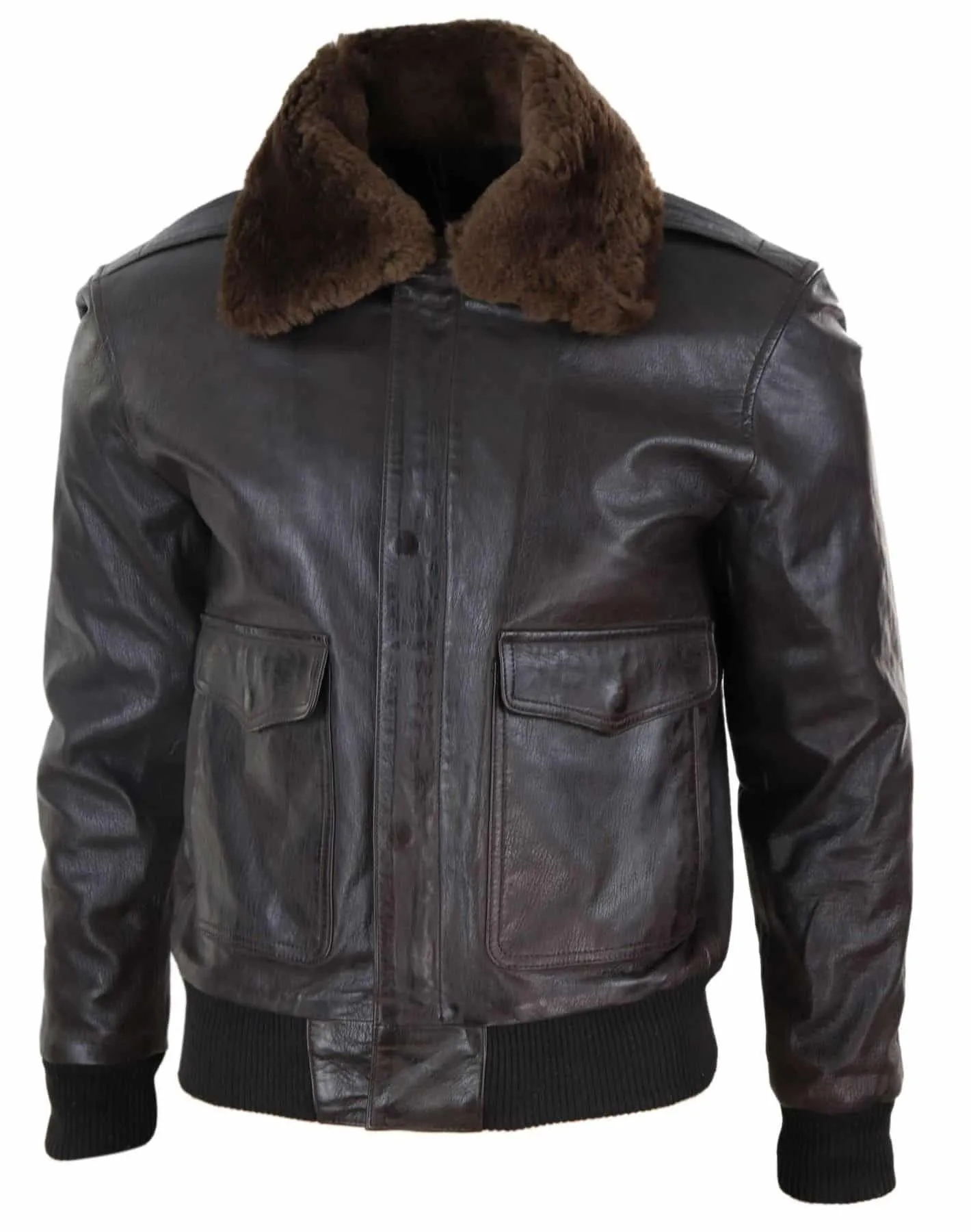 Mens Brown Leather Bomber Jacket