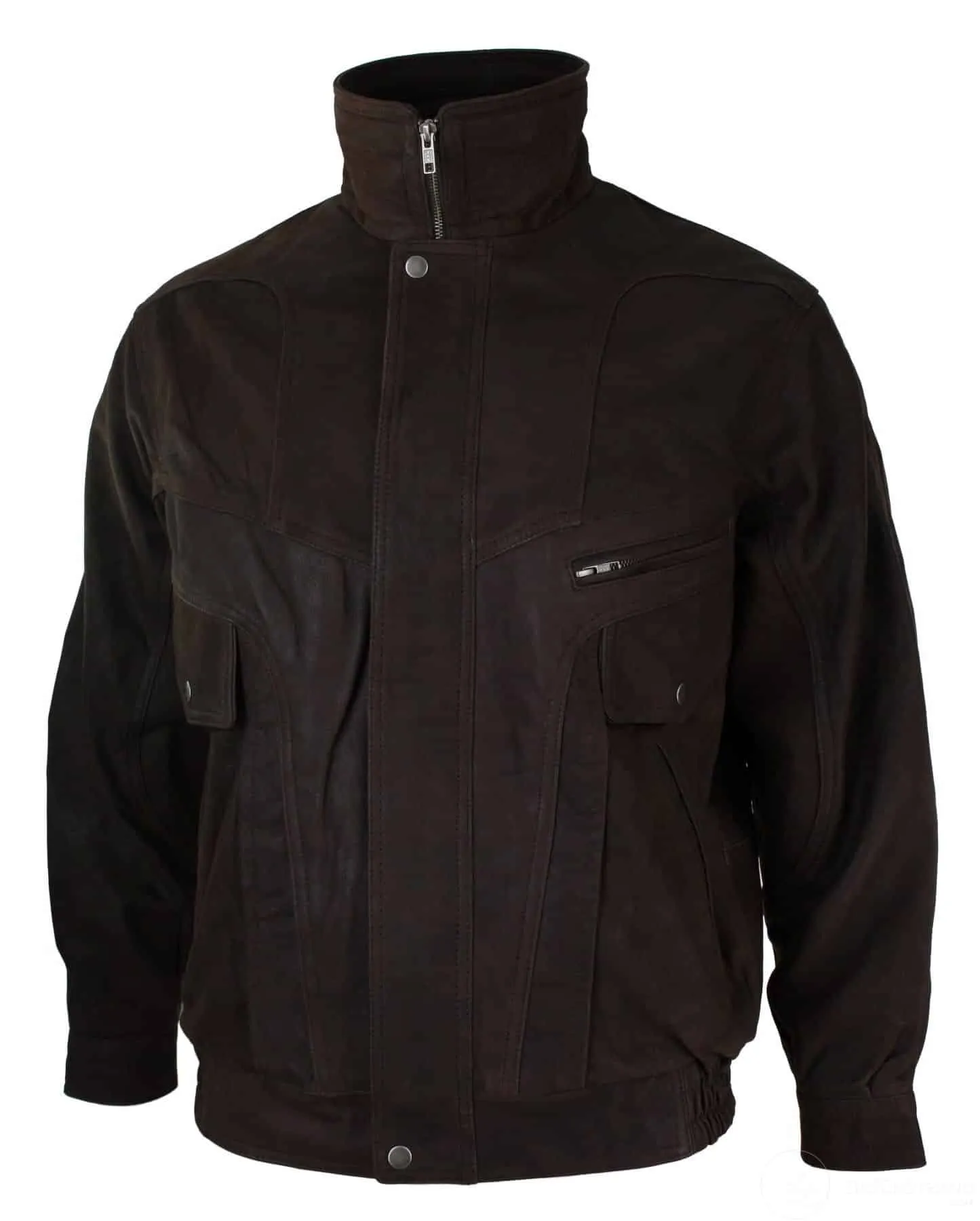 Mens Classic Bomber Black Nubuck Washed Brown Real Leather Jacket-Brown