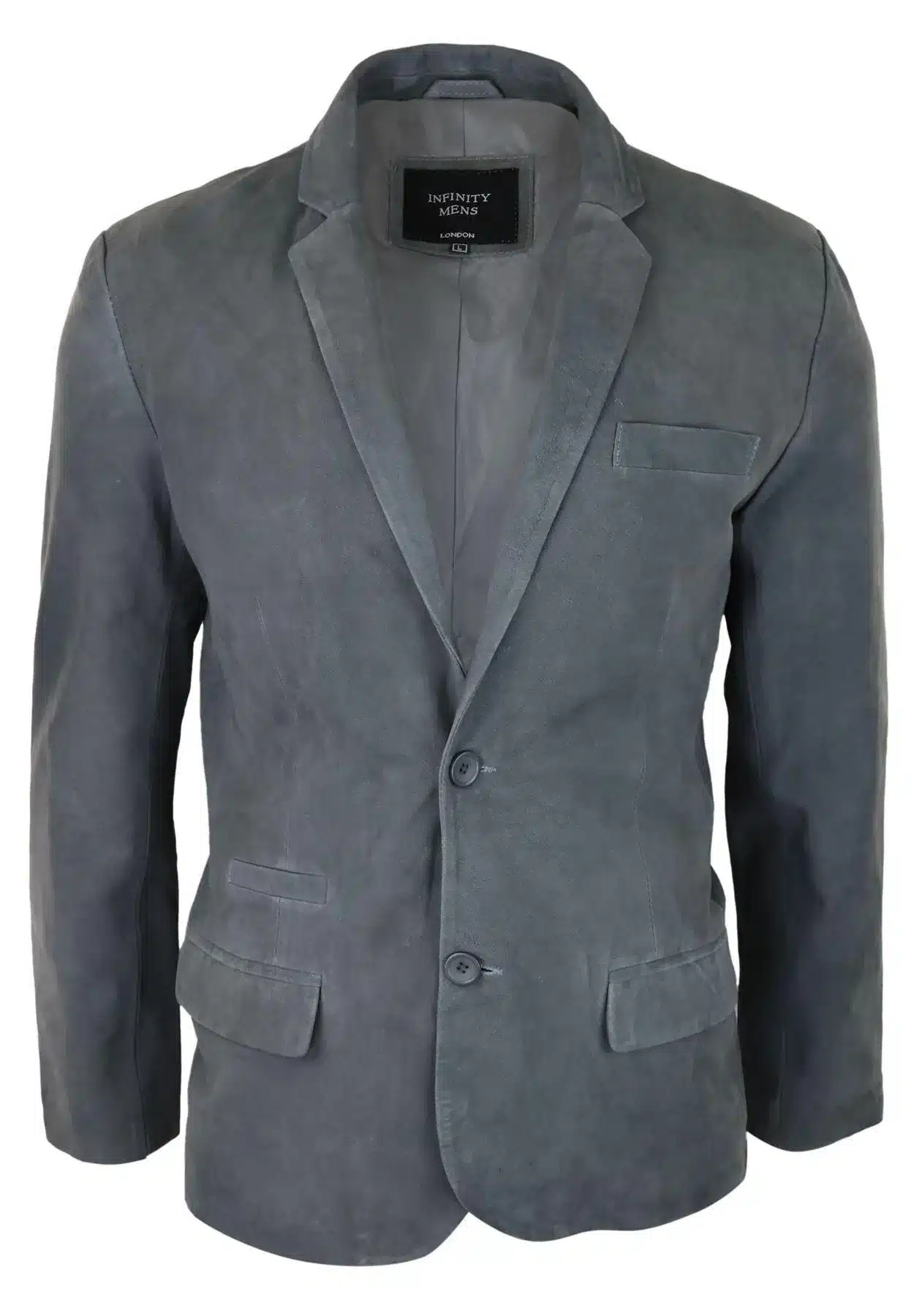 Mens Genuine Suede Blazer Style Jacket Leather Mens Classic VIntage Smart Casual Grey