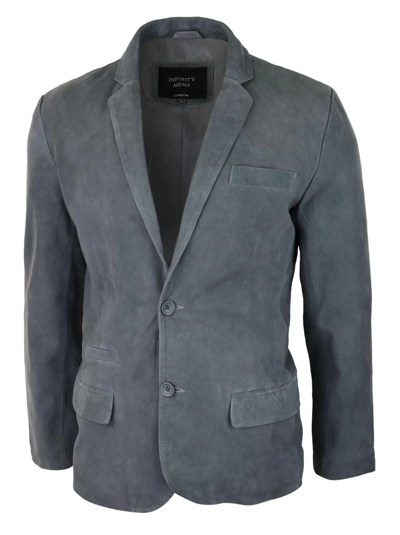 Mens Genuine Suede Blazer Style Jacket Leather Mens Classic VIntage Smart Casual Grey