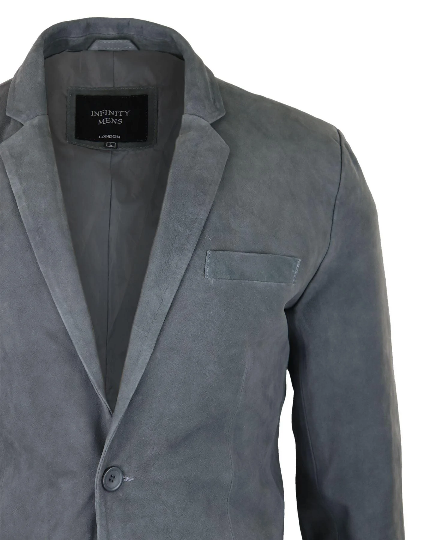 Mens Genuine Suede Blazer Style Jacket Leather Mens Classic VIntage Smart Casual Grey