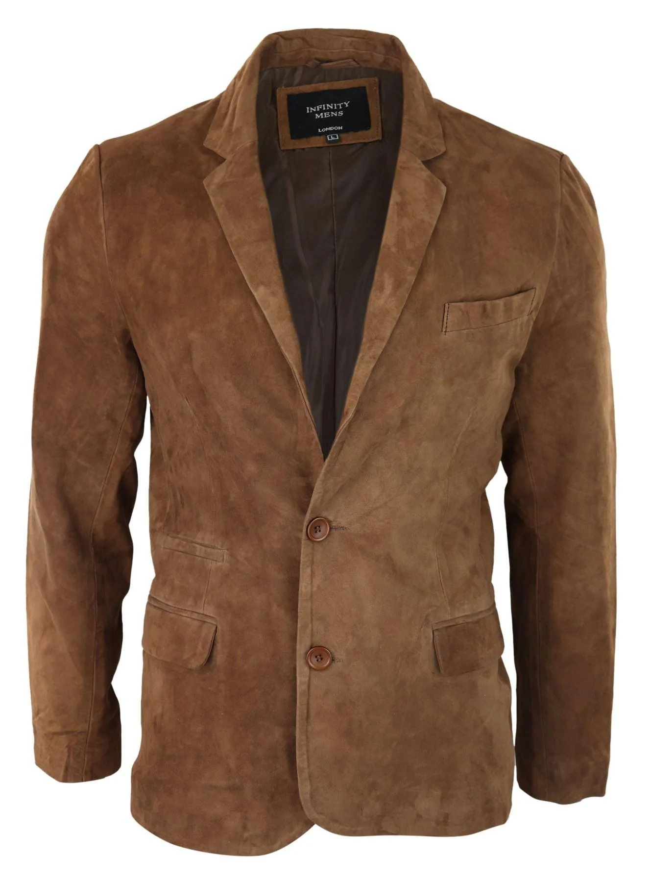 Mens Genuine Suede Blazer Style Jacket Leather Mens Classic VIntage Smart Casual Tan