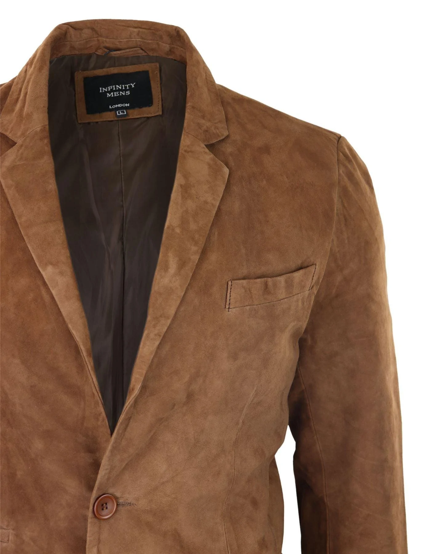 Mens Genuine Suede Blazer Style Jacket Leather Mens Classic VIntage Smart Casual Tan