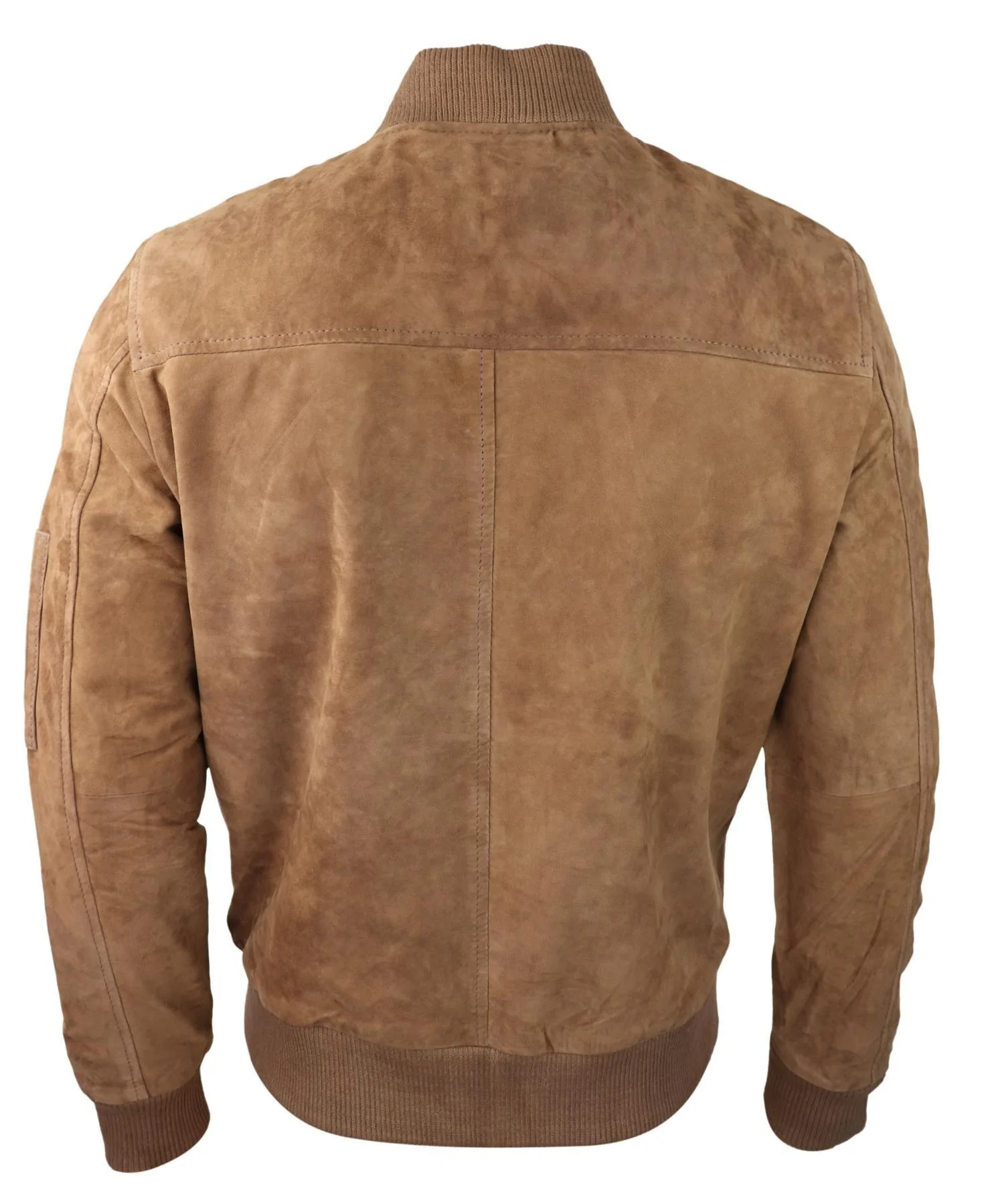 Mens Genuine Suede Bomber Jacket Leather Casual Varsity VIntage Smart Casual Brown