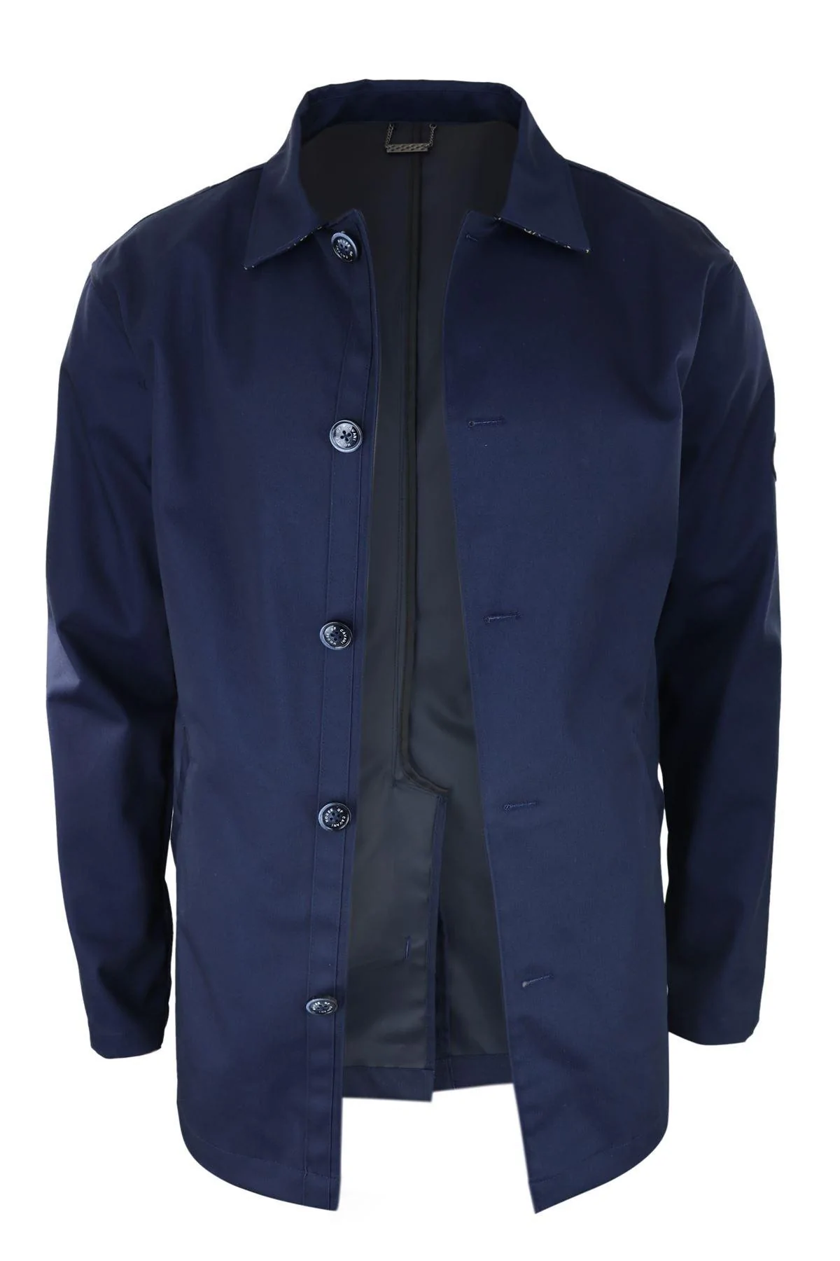 Mens Mid Length Overcoat Jacket Light Weight Smart Casual Navy Mac