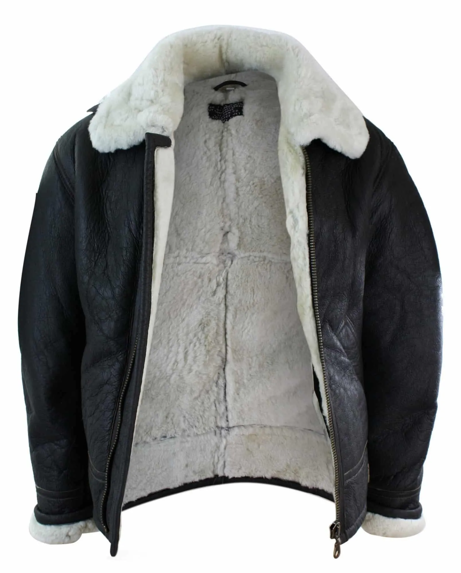 Mens Real Leather Sherling Sheepskin Original B3 Flying Pilot Jacket Warm Winter-B3 Brown Cream