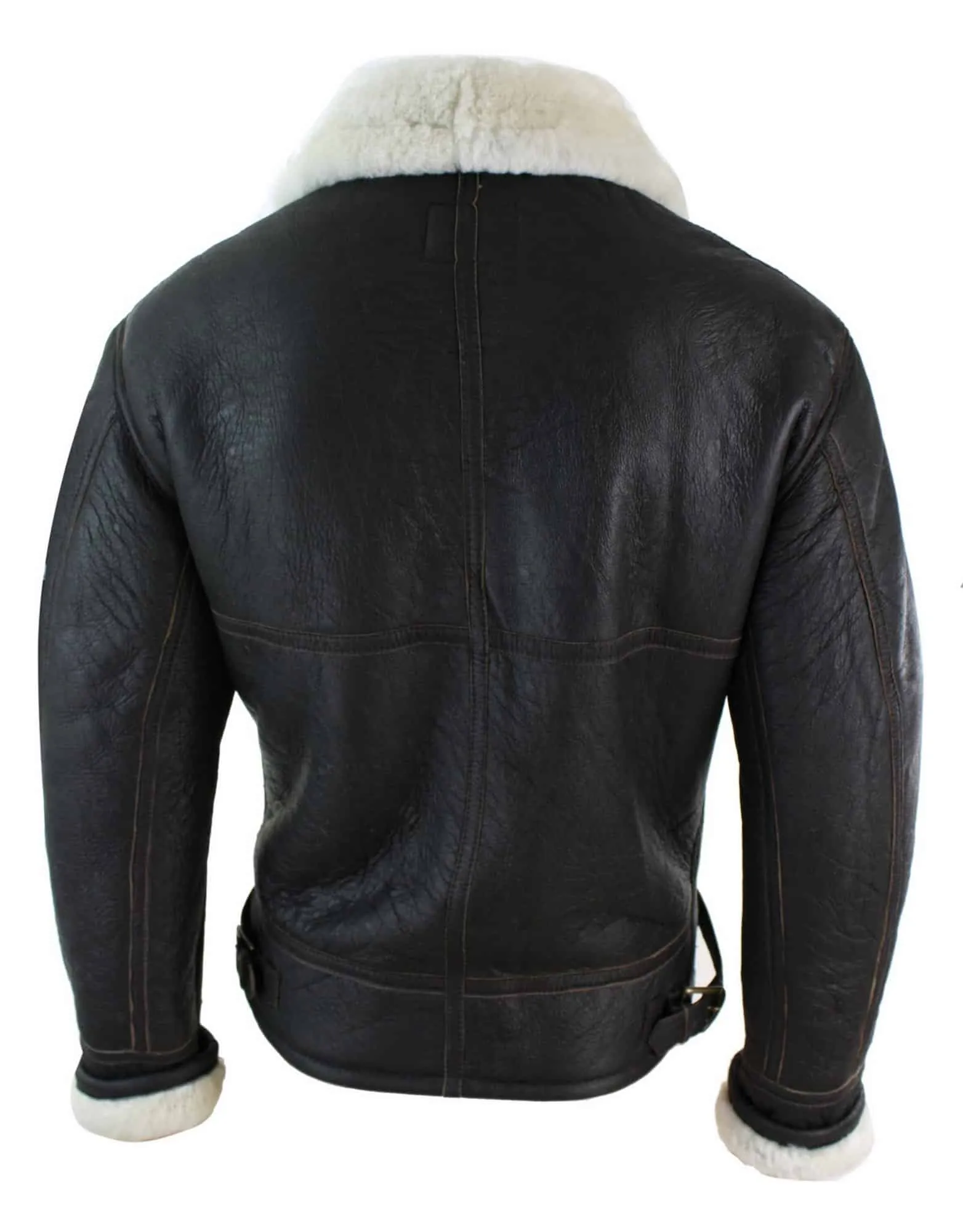 Mens Real Leather Sherling Sheepskin Original B3 Flying Pilot Jacket Warm Winter-B3 Brown Cream