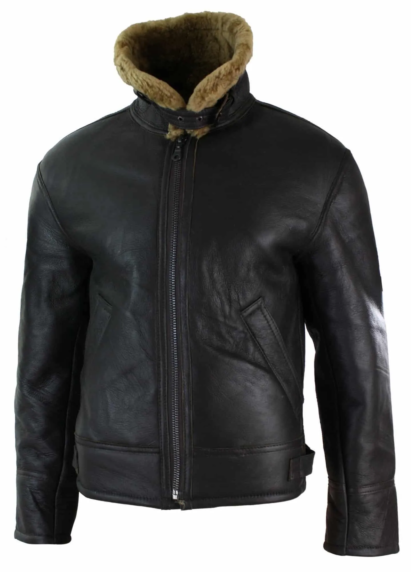 Mens Real Leather Sherling Sheepskin Original B3 Flying Pilot Jacket Warm Winter-B3 Brown Ginger