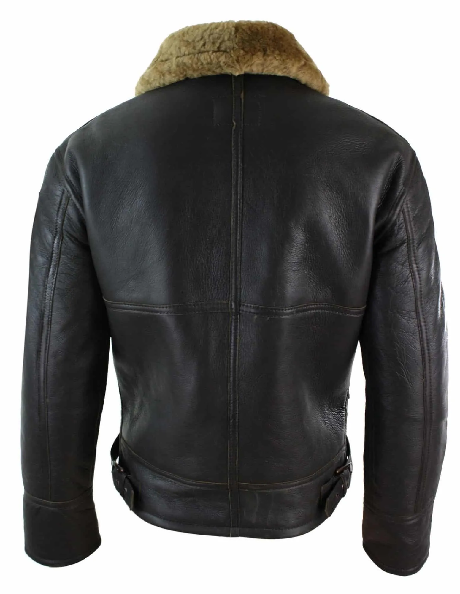 Mens Real Leather Sherling Sheepskin Original B3 Flying Pilot Jacket Warm Winter-B3 Brown Ginger