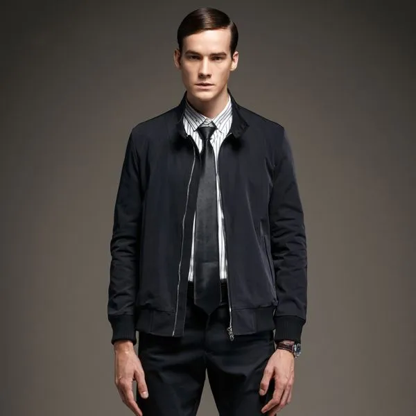 Men's Classic Canvas Jacket with Raised Collar