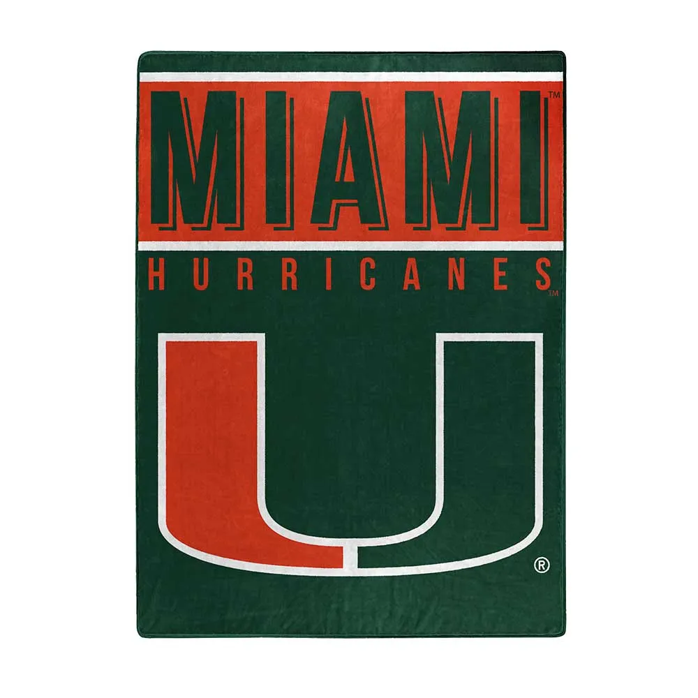 Miami Hurricanes Royal Plush Raschel Blanket