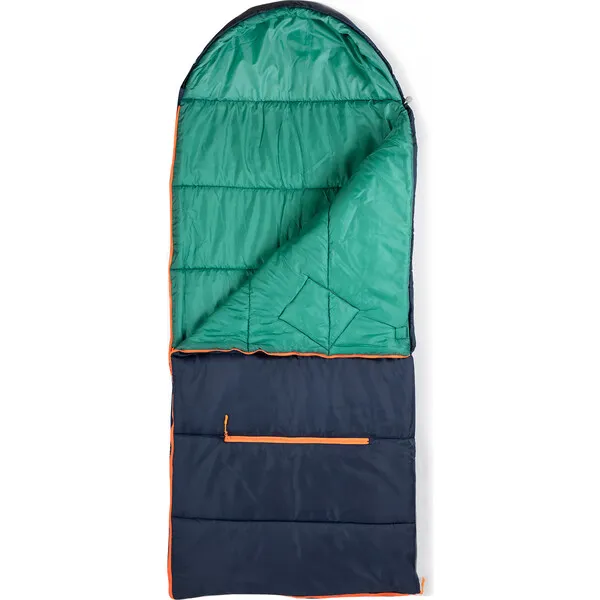 Mimish Sleep 'N' Pack Big Kids Sleeping Bag, Navy/Green