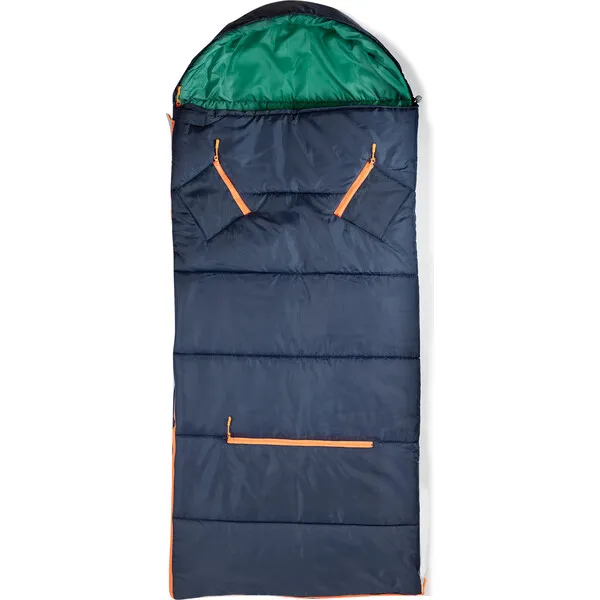 Mimish Sleep 'N' Pack Big Kids Sleeping Bag, Navy/Green