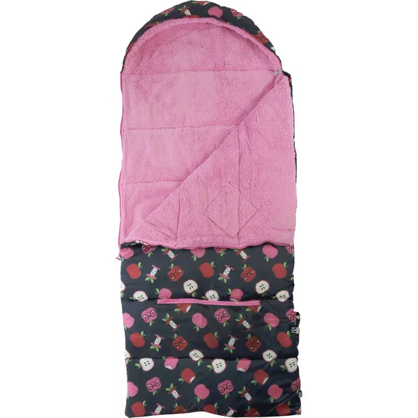 Mimish Sleep-N-Pack Packable Sleeping Bag, Sherpa Lined, Big Kid - Apple Picking