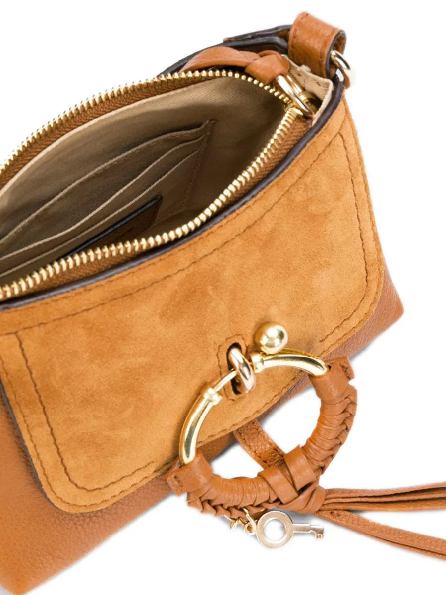 Mini Joan Leather & Suede Crossbody Bag in Caramello