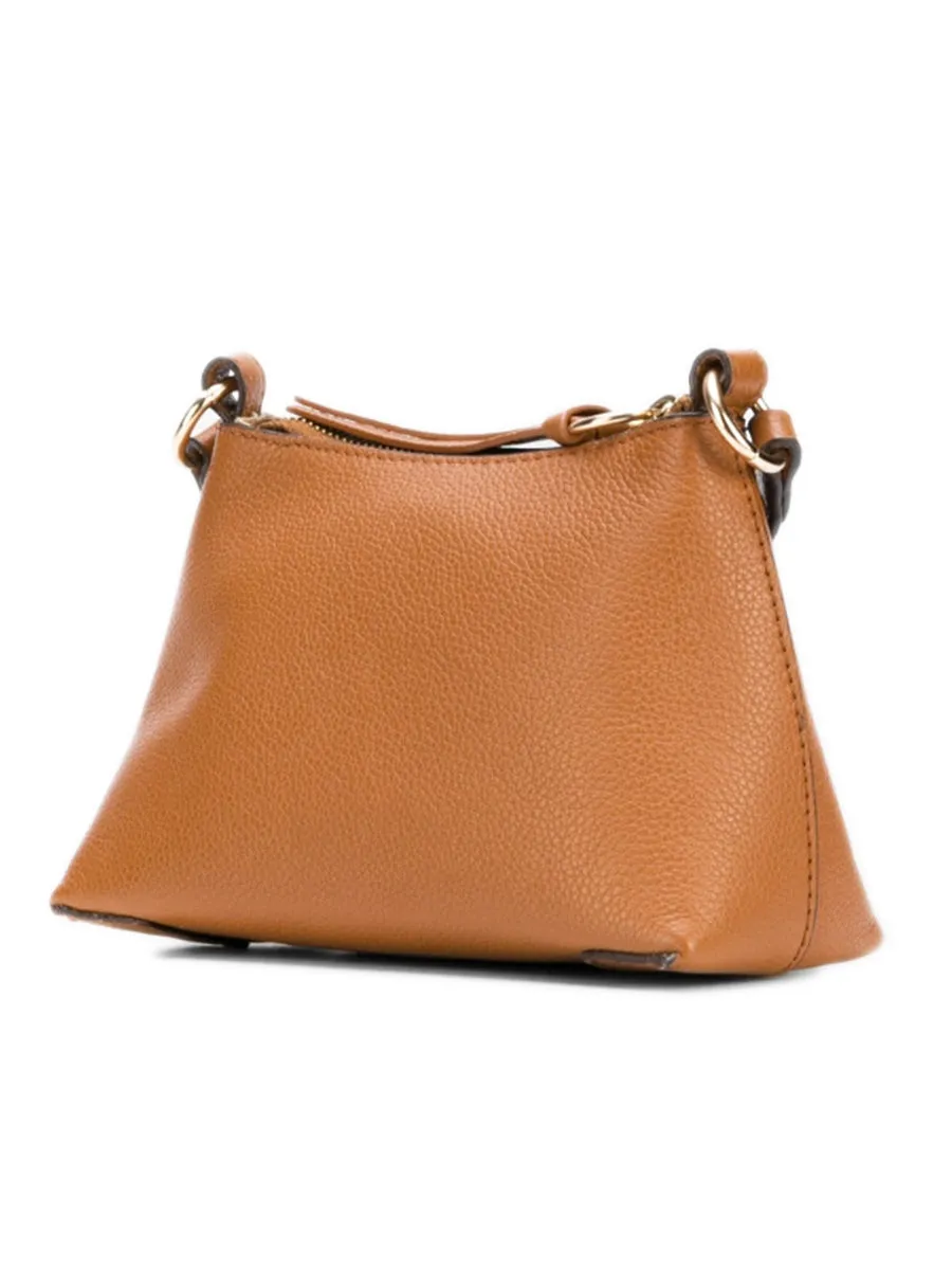 Mini Joan Leather & Suede Crossbody Bag in Caramello