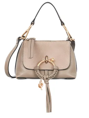 Mini Joan Leather & Suede Crossbody Bag in Motty Grey