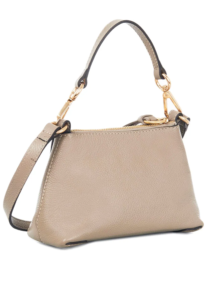 Mini Joan Leather & Suede Crossbody Bag in Motty Grey