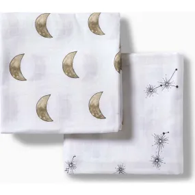 Moonjax Swaddle Blanket 2PK Constellation & Moon, White