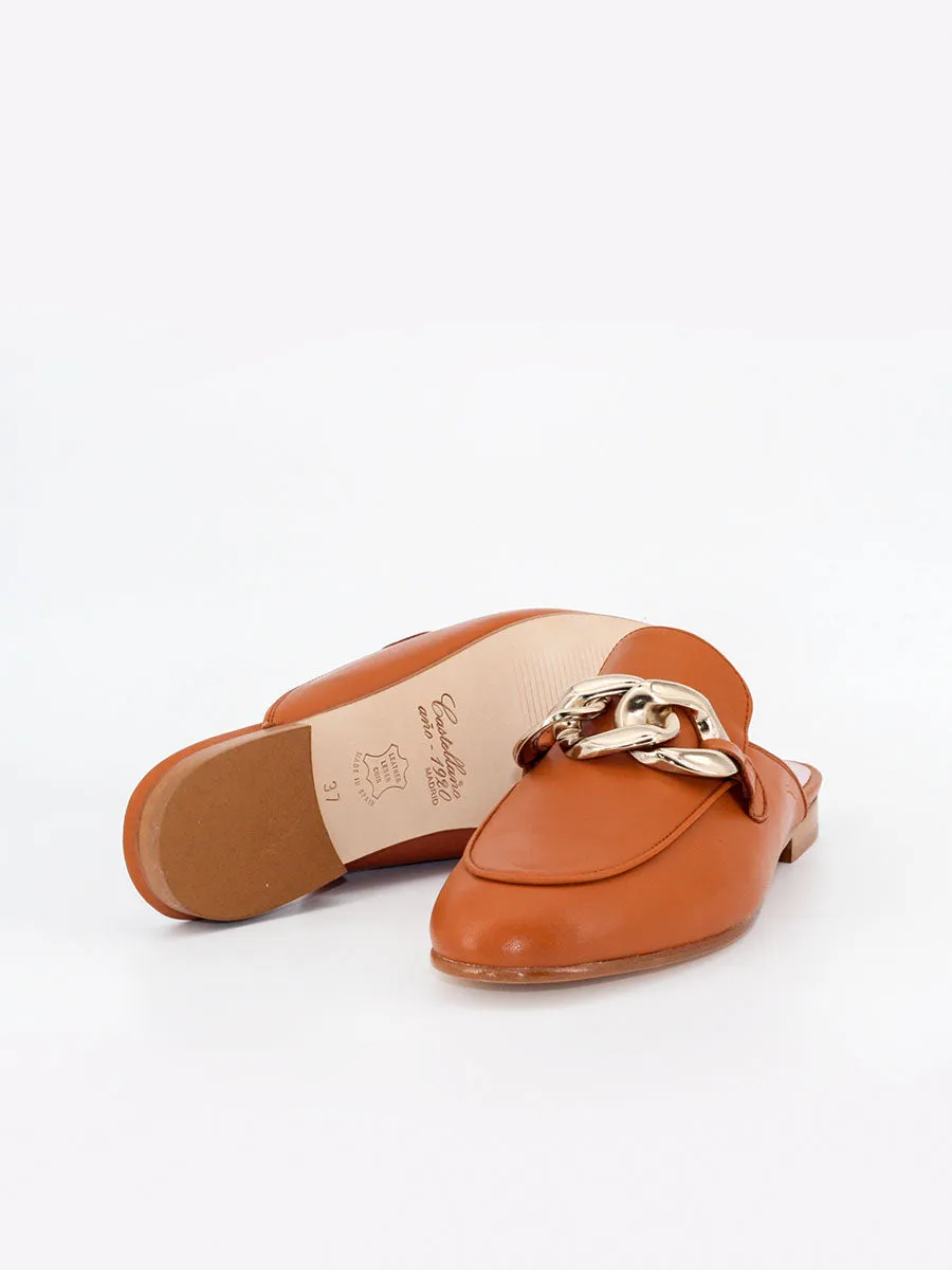 Mules Saint Tropez adorno color cuero