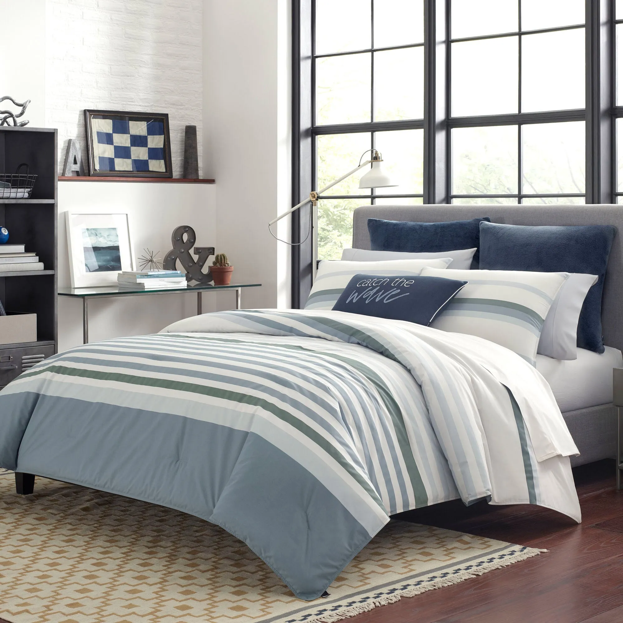 Nautica Lansier Full/queen Duvet Cover Set In Grey Rolling River Wash