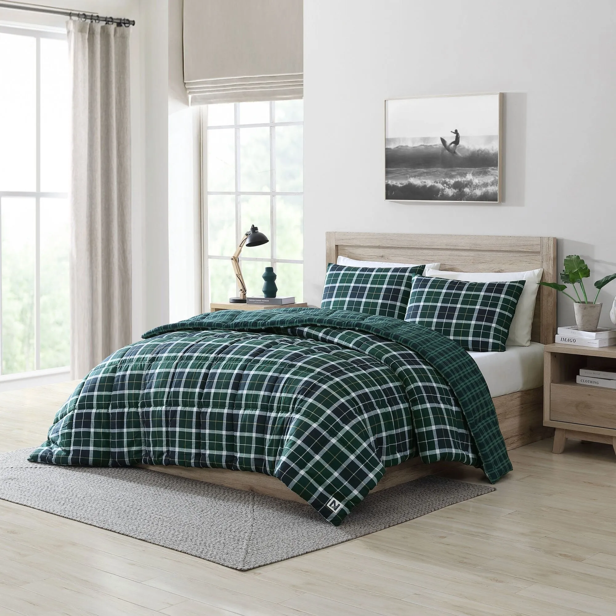 Nautica Northsail Plaid Navy Full/queen Reversible Duvet Cover & Sham Set Bali Bliss