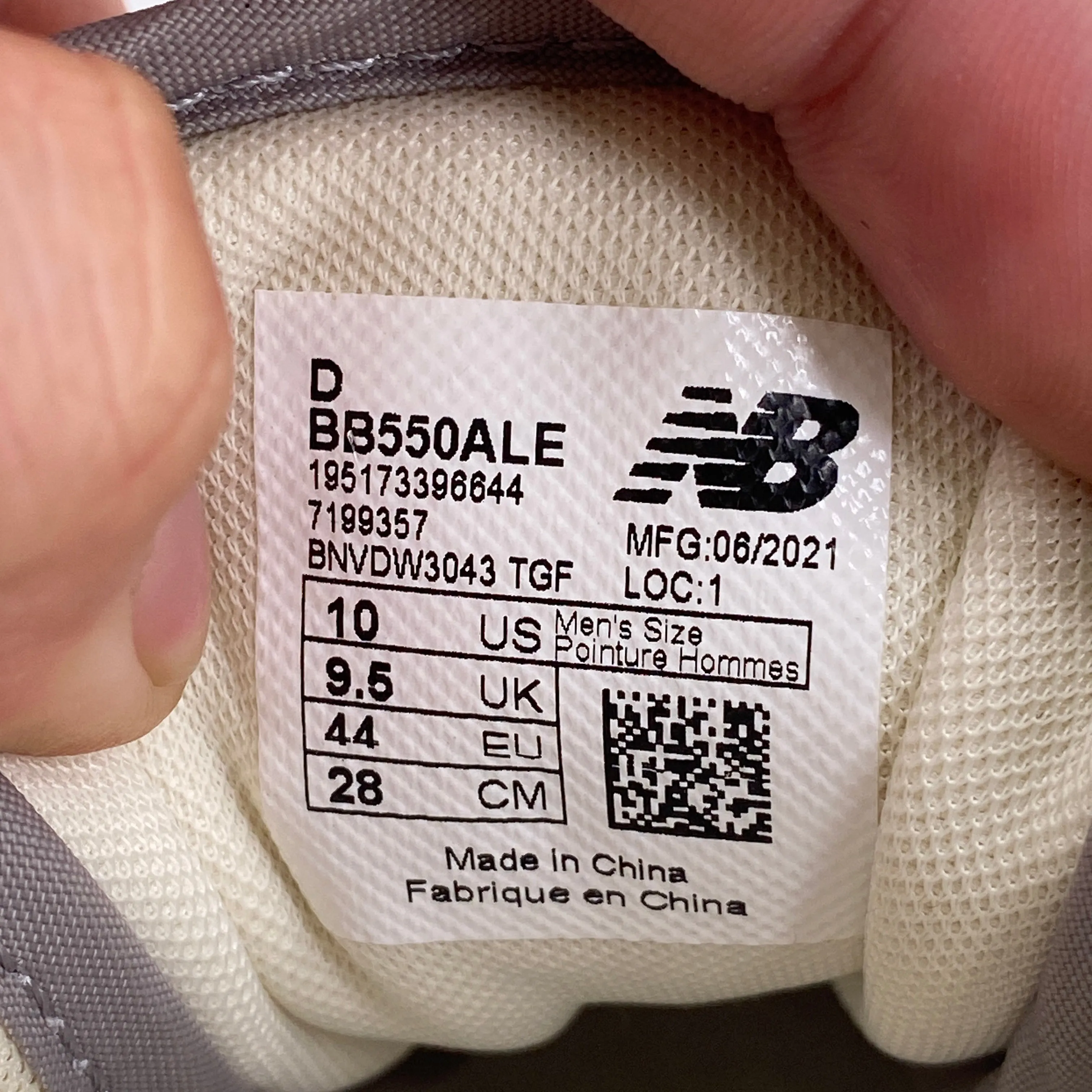 New Balance 550 / ALD White Grey 2020 Used Size 10